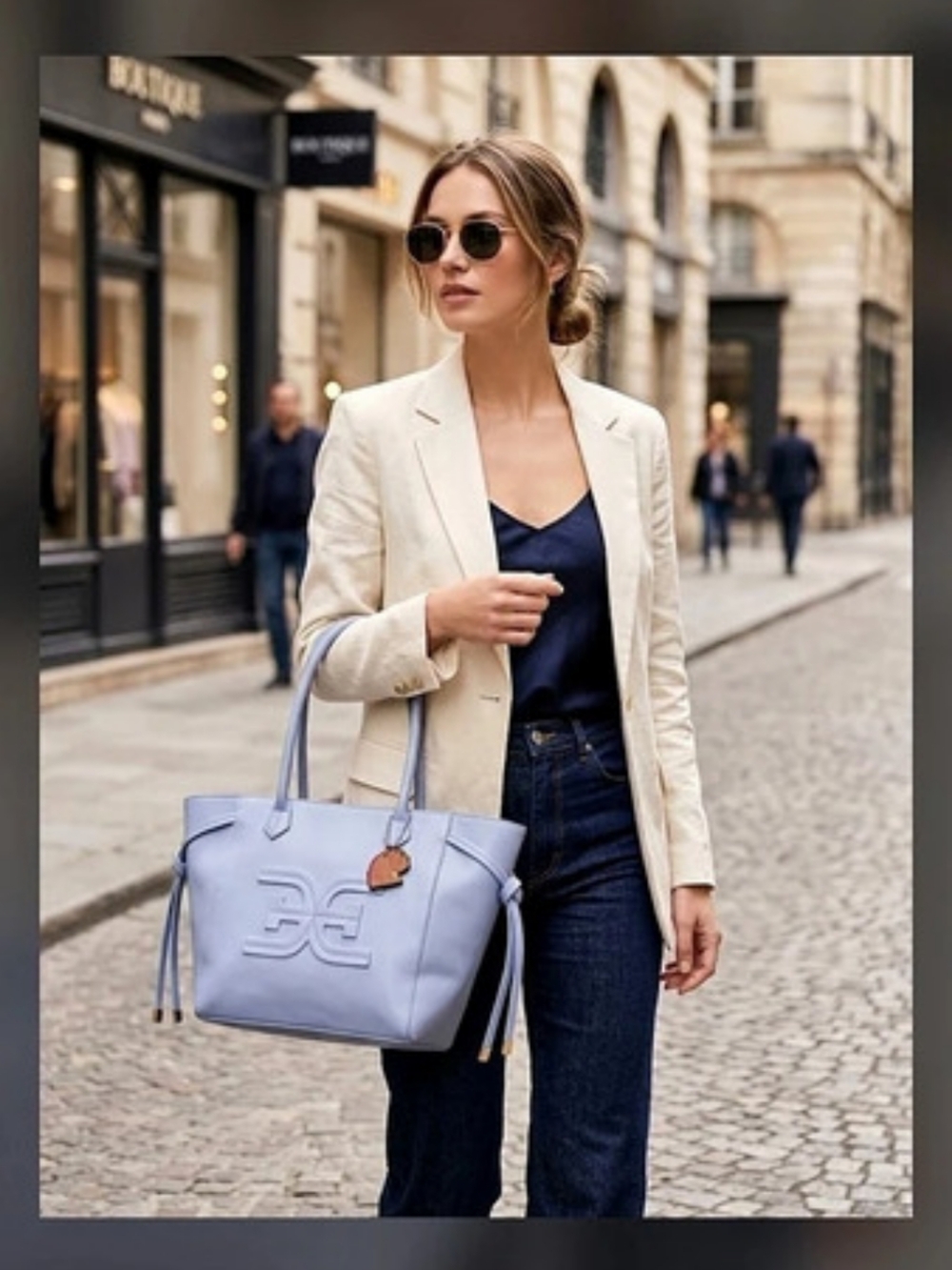 Sam Edelman Satchel in Blue Faux Satchel